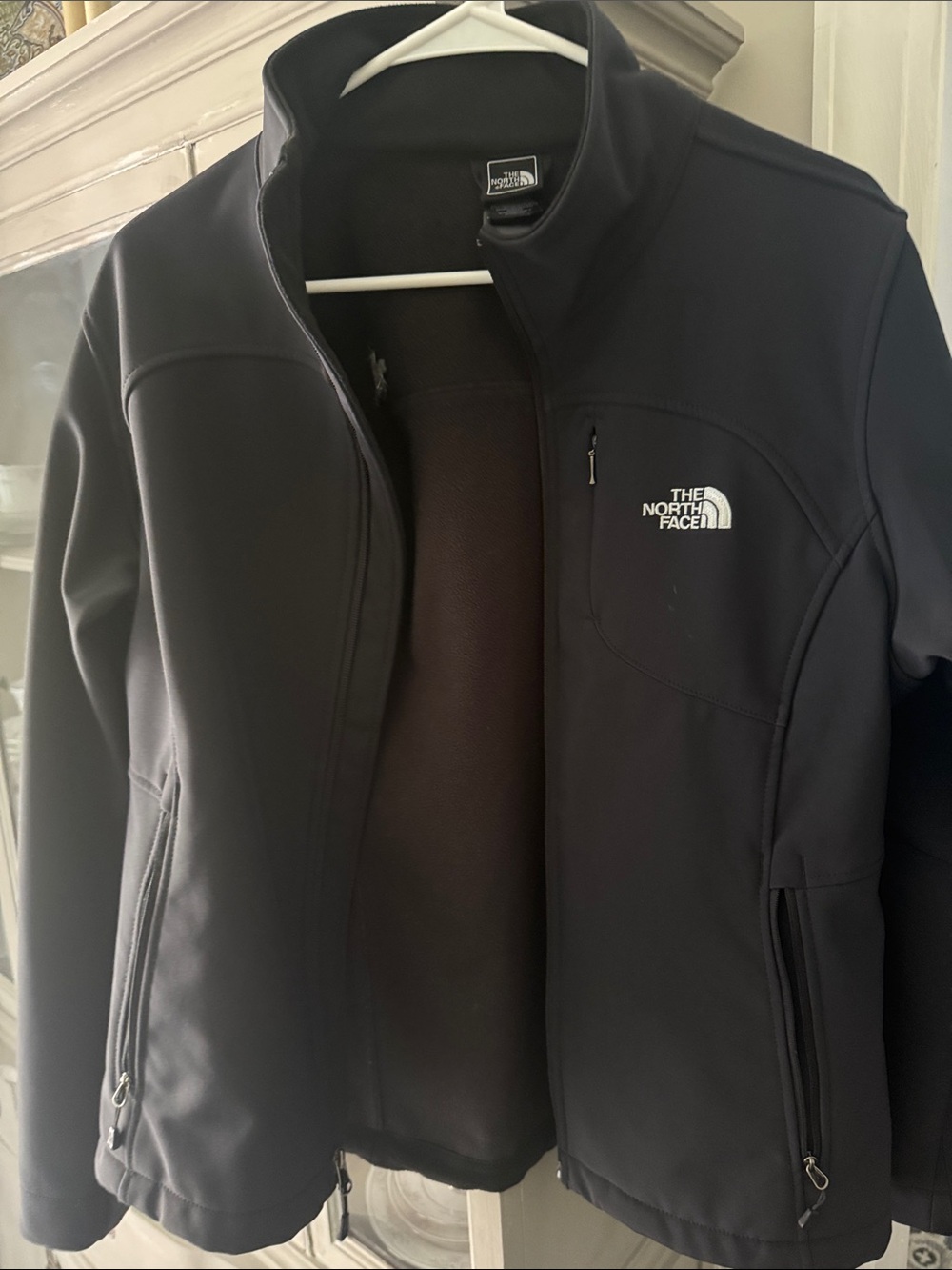 The North Face Black Soft-Shell Jacket with White Logo
